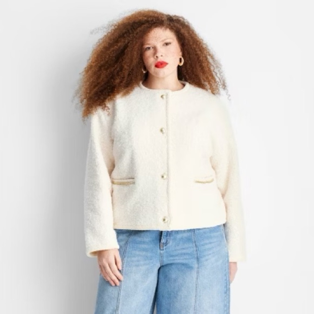Future Collective Cream Teddy Lady Chain Jacket size XXL